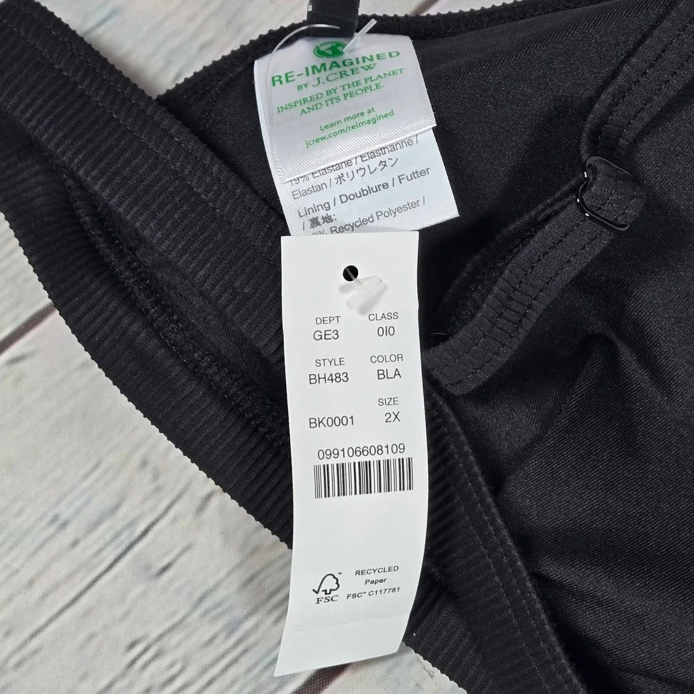 J. Crew Ribbed triangle bikini top in Black 2X‎ NWT